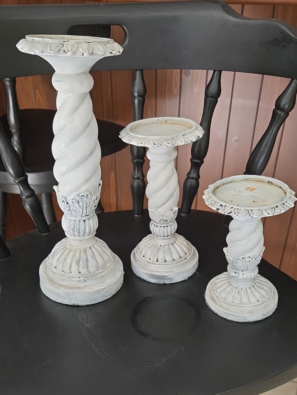 Vintage-(3)Style White Twisted Candlestick Set - Home Accents